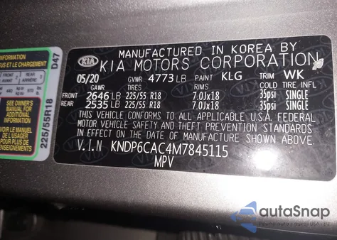 2021 Kia Sportage S из США, поврежденный, VIN KNDP6CAC4M7845115